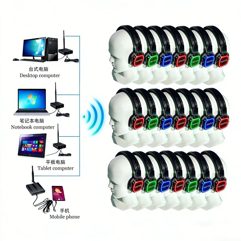New Luminous Silent Disco Party Headphones, Head-Mounted Bluetooth Wireless Headphones, Concert Broadcast Headphones