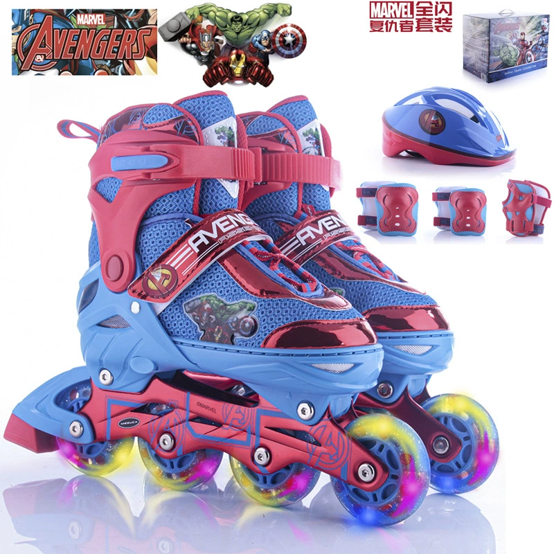 Бренд Skates, мультяшный детский мигающий набор для уличного катания на роликах, восемь кругов