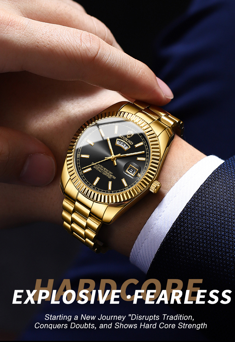 Neue Uhr Log-Uhr Herren Stahlarmband Wasserdicht Lässig Klassisch Doppelkalender Nachtleuchtende Herrenuhr Einfache und prächtige Herrenuhr_voghion.com