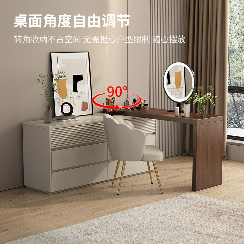 梳妆台斗柜一体卧室床尾柜现代简约书桌化妆台收纳柜新中式化妆桌|undefined