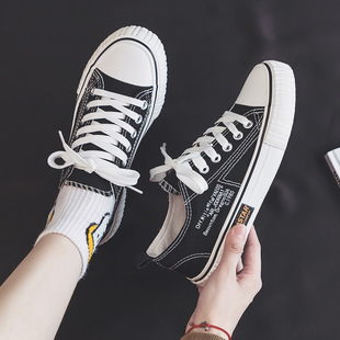 Ins Canvas Shoes for Female Students K-Style Harajuku Ulzzang Sneakers 2024 Versatile White Shoes Breathable Canvas Shoes for Women