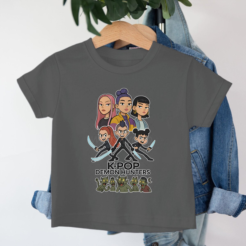 クロスボーダー KPop デーモンハンターデーモンハンターグループプリントコットン Tシャツ夏のファッション子供カジュアル半袖|undefined
