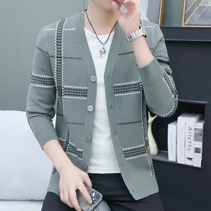 Spring and Autumn New in stock Cardigan high-end casual all-match men's coat coat sweater men's sweater
