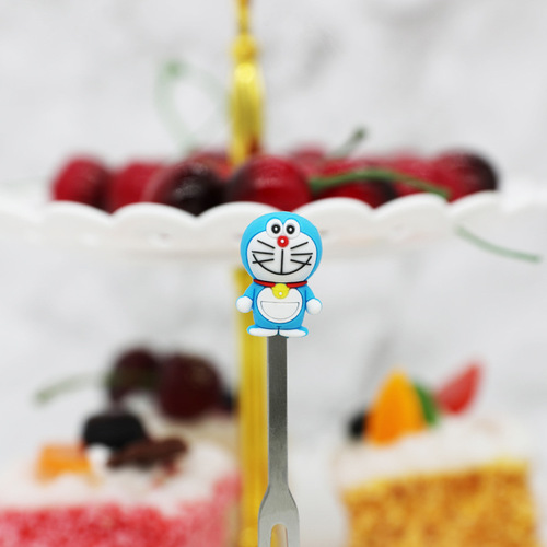 Dingdang Cute Dessert Cake Sign Mooncake Fork, Cartoon Creative Home Use Lovely Children Stainless Steel Fruit Fork