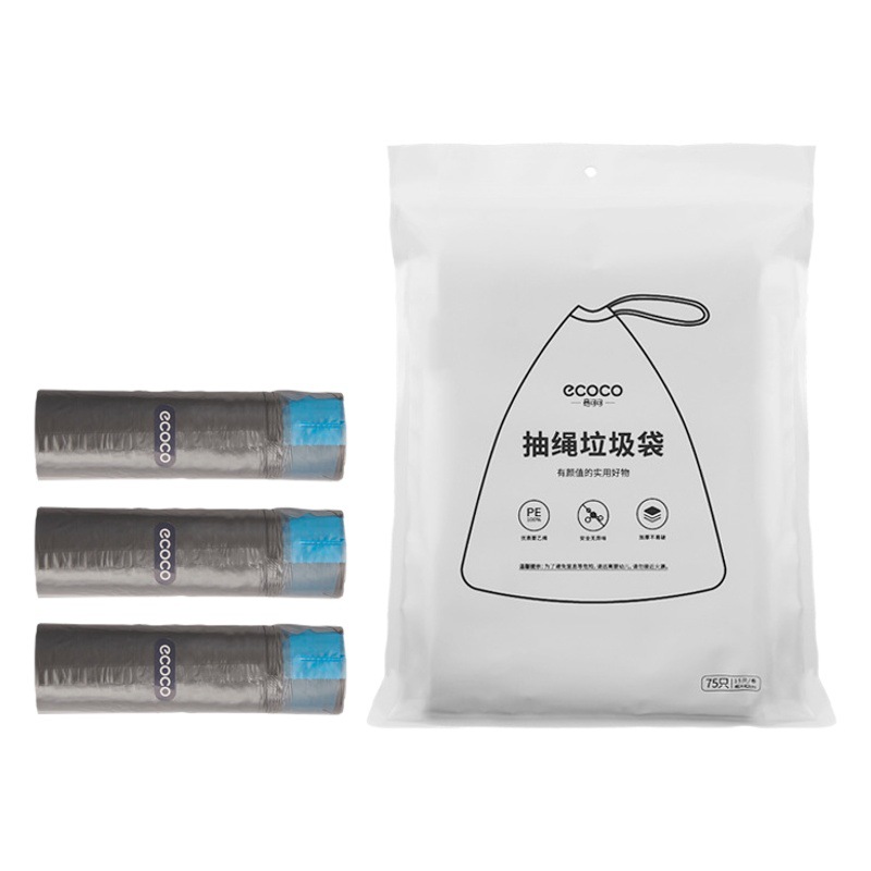 Bolsa de basura hogar engrosada cocina portátil tire cubo chaleco plano cordón cierre automático bolsa de plástico grande