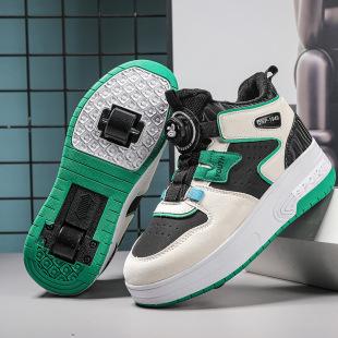Boys' heywalk shoes 2024 winter new children's rotating buttons medium and large children's roller skates boys cotton skates
