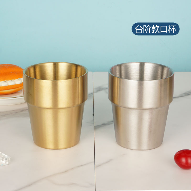 Taza de cerveza coreana de acero inoxidable barbacoa 304 taza de agua de doble capa taza antiescaldadura para niños taza de café con letras