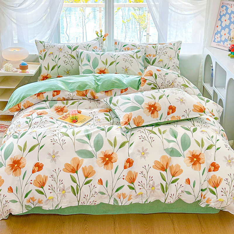 2025 ropa de cama de cuatro piezas de algodón de nuevo estilo ropa de cama de algodón funda de edredón ropa de cama de tres piezas de una sola cama doble