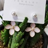 Cute light green earrings, fresh universal silver needle, flowered, silver 925 sample