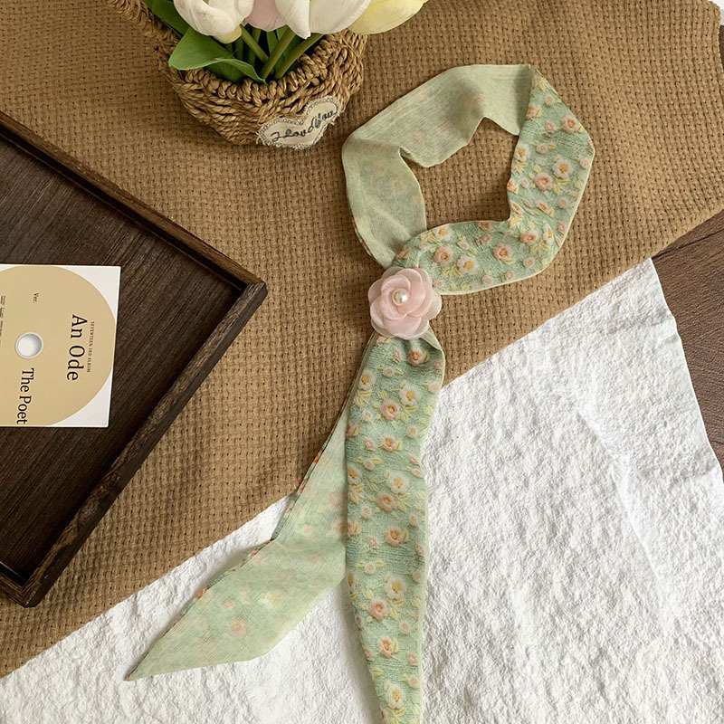 Bufanda de seda, bufanda pequeña de moda de alta gama, flor de todo fósforo, clip tridimensional, decoración de flores, serpentín, diadema