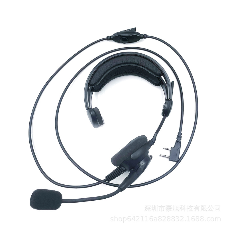 Headset with PTT and large boom microphone, single-sided headset for office operators Headset with PTT and large boom microphone, single-sided headset for office operators