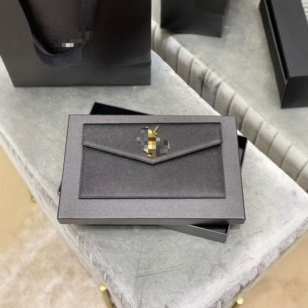 Saint罗家 Women's Clutch Bag Envelope Pouch Caviar Leather Evening Bag with Gift Box - Thumbnail 4