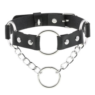 New Fashion Personalized Pu Leather Ring Ring Collar Necklace Punk Chain O-Ring Neck Strap Neck Chain Clavicle Chain