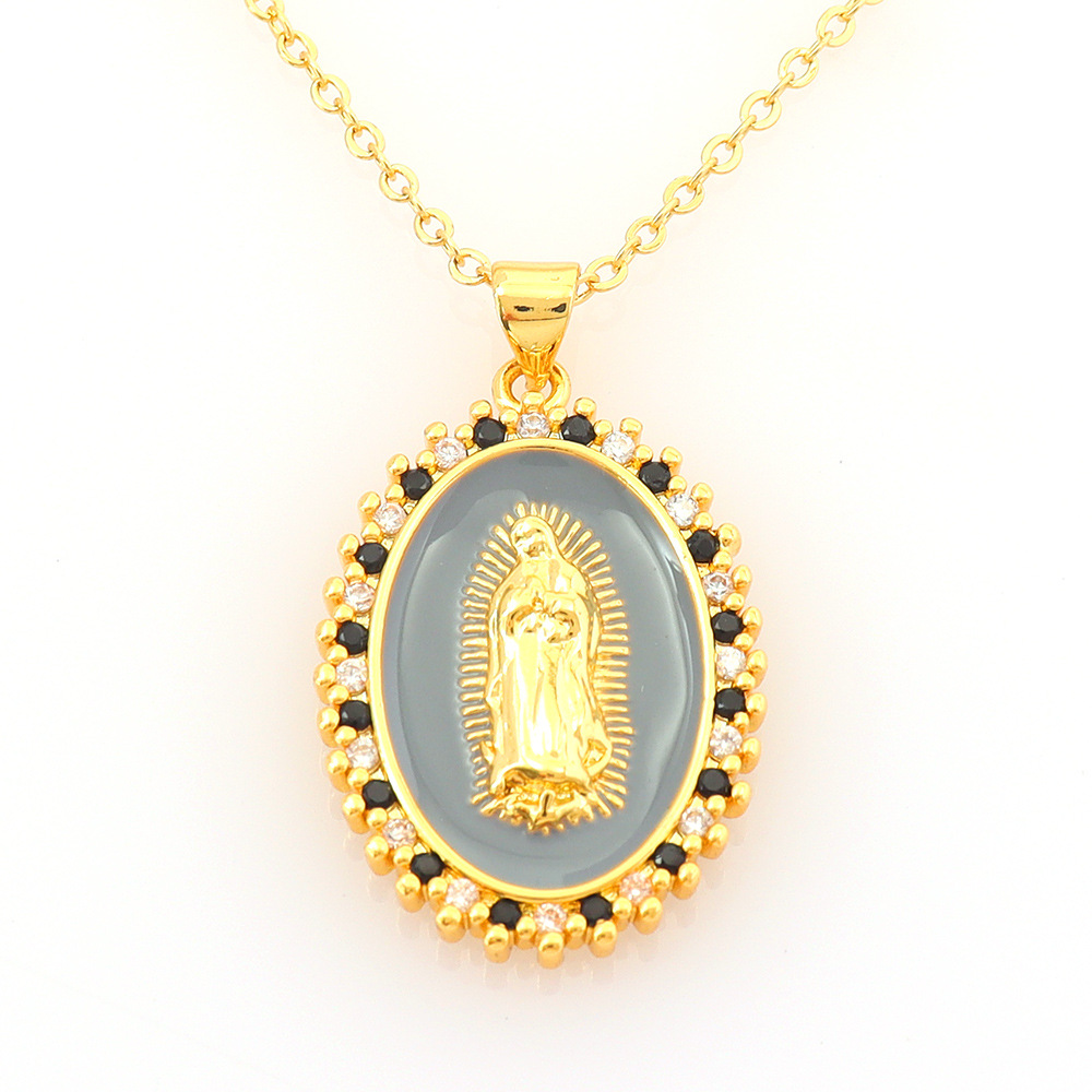 Copper Material Copper Simple Style Classic Style Inlay Round Rhinestones Pendant Necklace