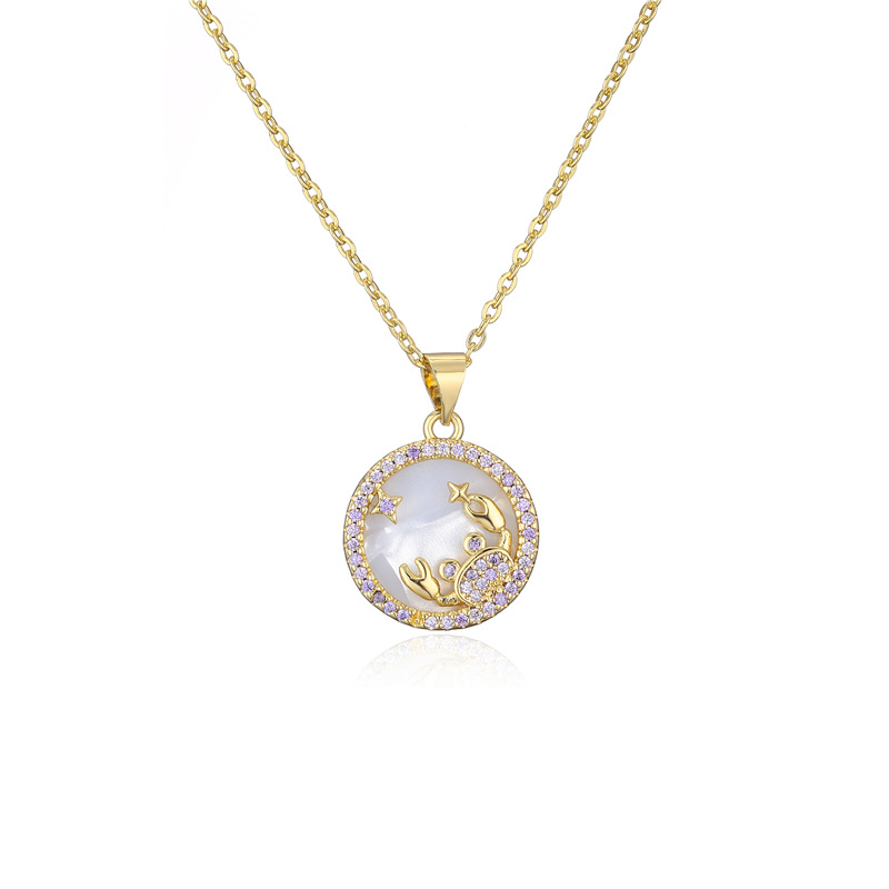 wholesale jewelry gold electroplated copper 12 constellation necklace Nihaojewelry