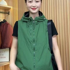 一件代发2025年夏秋新款时尚连帽两面穿马甲女韩版宽松休闲坎肩潮