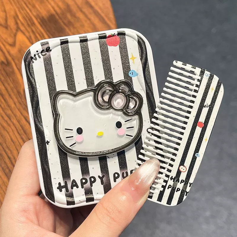 Привет Китти, Hello Kitty, милое портативное складное зеркало для студентов, 2 в 1