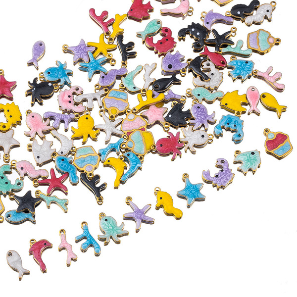 Multicoloured golden enamel stainless steel