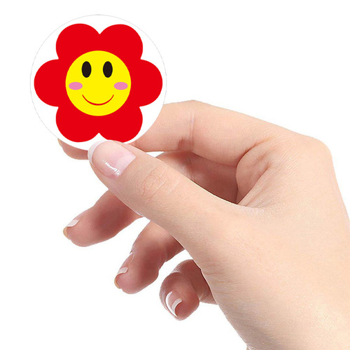 Wholesale cute smiley red flower stickers to praise children and reward thumb stickers stickers