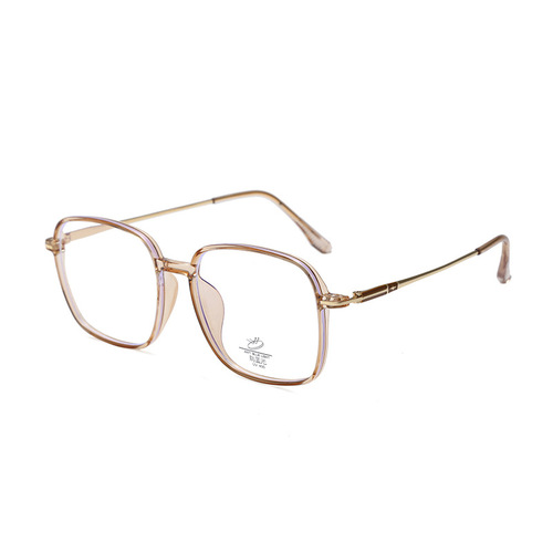 Ultra-lightweight eyeglass frames for women, suitable for prescription lenses, large frames, minimalist style, round face, Korean style, cool tea color, trendy eyewear.