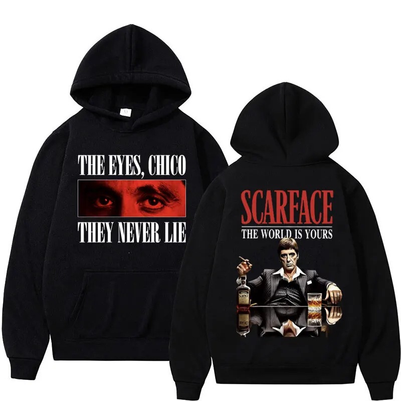 Tony Montana Scarface retro-style sweatshirt, "The World is Yours" men's hip-hop Harajuku wool sweatshirt