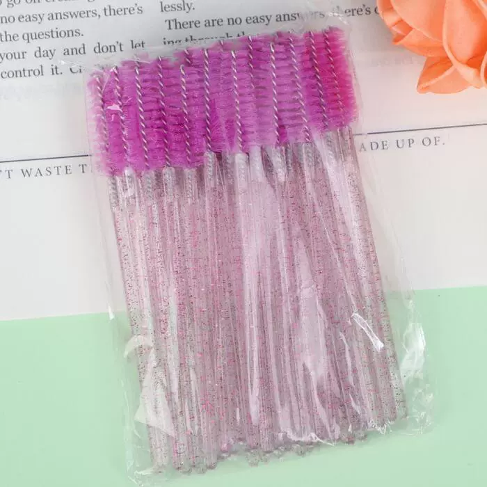 Eyelash Spoolie Brushes, Disposable Lash Brushes, Assorted Colors, Pack (50 pcs)