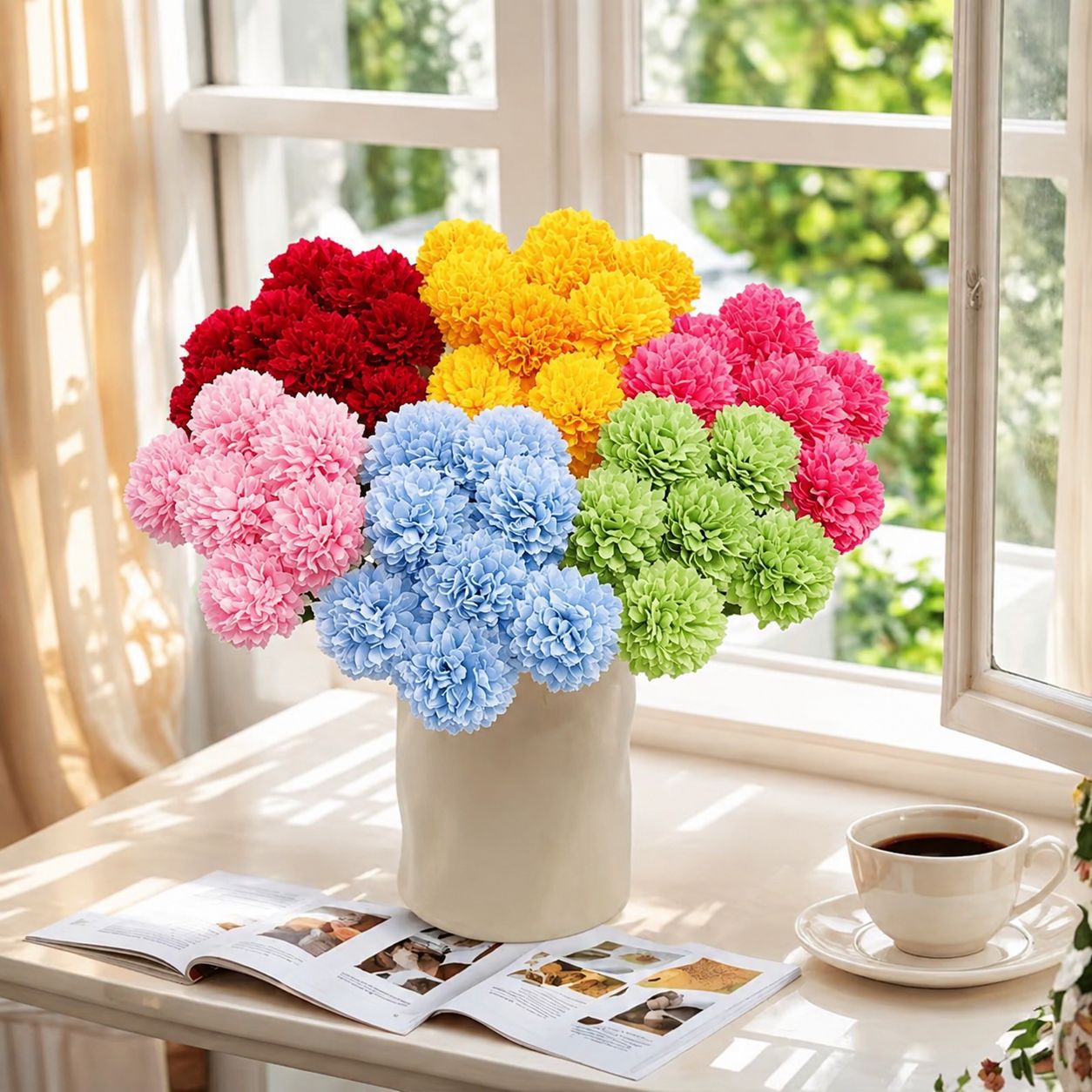 仿真花球菊绣球花假花乒乓球菊蒲公英 婚庆家居酒店摄影插花装饰