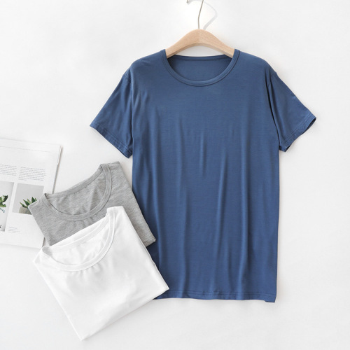 Basic-style Summer Thin Short-Sleeve Men's T-Shirt, Half-Sleeve Crew-Neck Base Layer Top in Ice Silk for Outwear