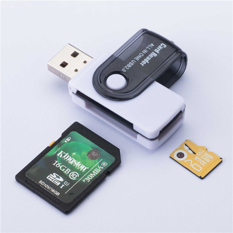 Cross-border hot multi-functional four-in-one card reader USB2.0 large carousel camera card reader factory batch