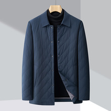 2025冬季按扣棉袄中年男士爸爸装棉衣翻领蚕丝棉夹克棉服保暖外套