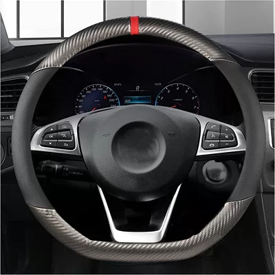 Steering wheel cover – Cover - spliced-carbon-fiber-black-gray-d-type-38cm