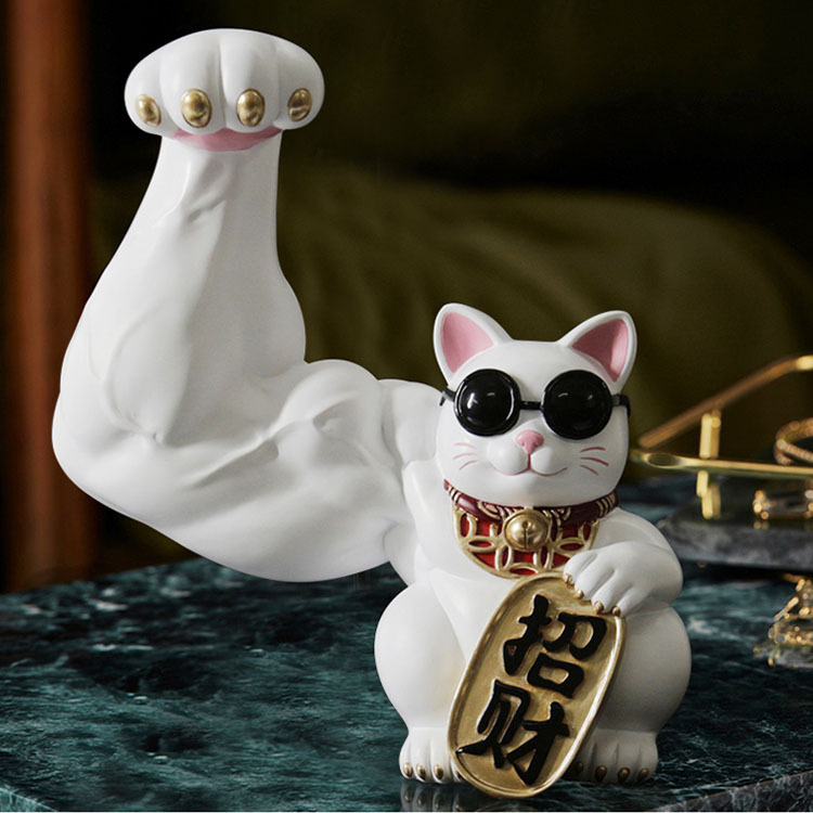 Apertura decoración gran fortuna gato Kirin brazo fortuna gato músculo brazo explosión rico gato tienda regalo de escritorio