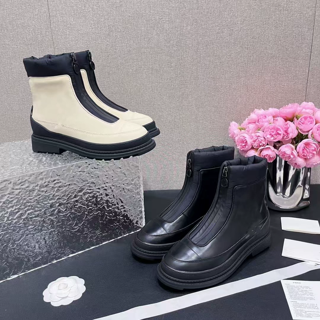 Гао Дин Сяосян ветер толстые сапоги на дне 2024 осень-зима новая кожаная овечья меха одна теплая передняя молния снежные сапоги