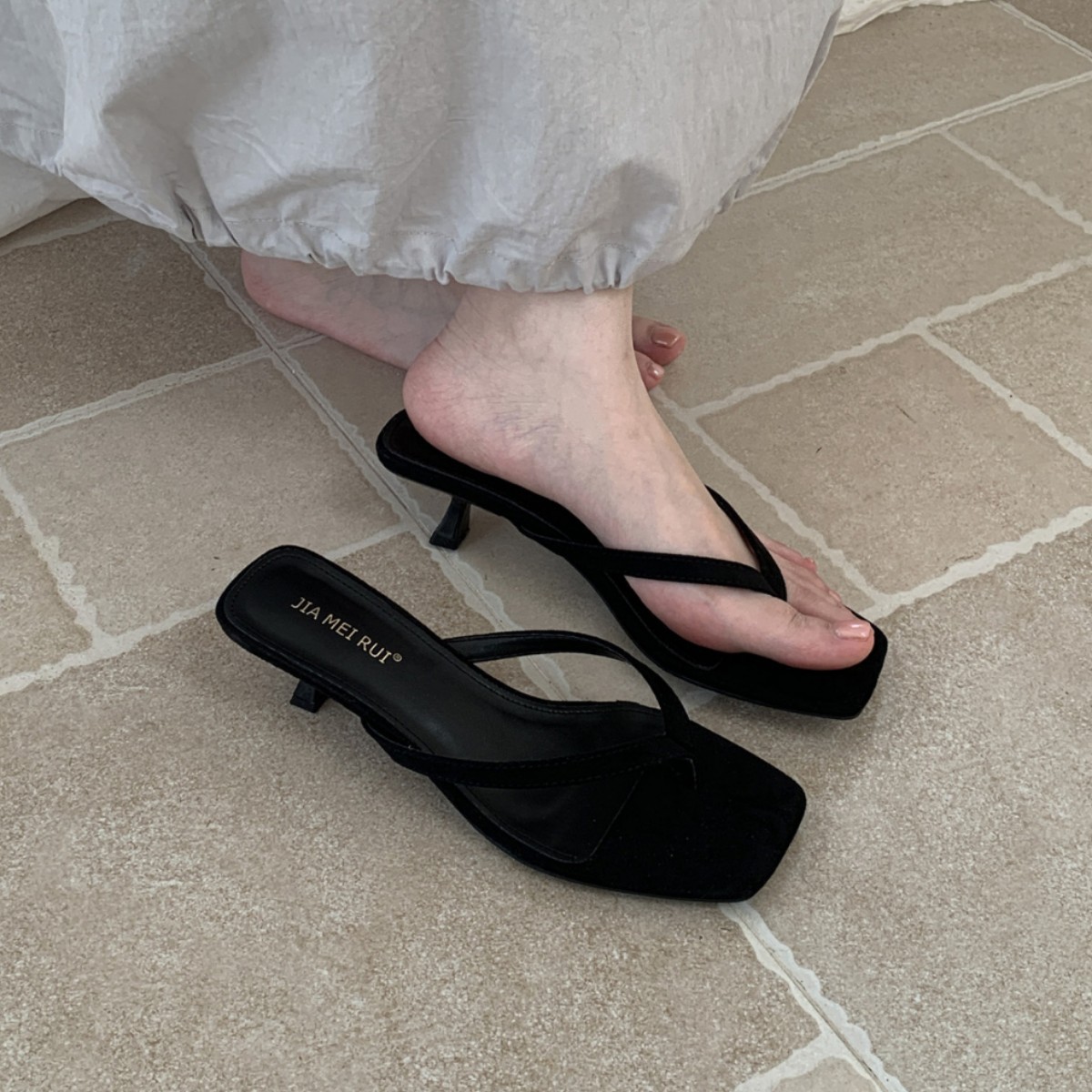 European And American Fashion Women's Flip-flops, 2025 Summer New Fairy-style Square-toed Stiletto Sandals For Women_vogvips.com