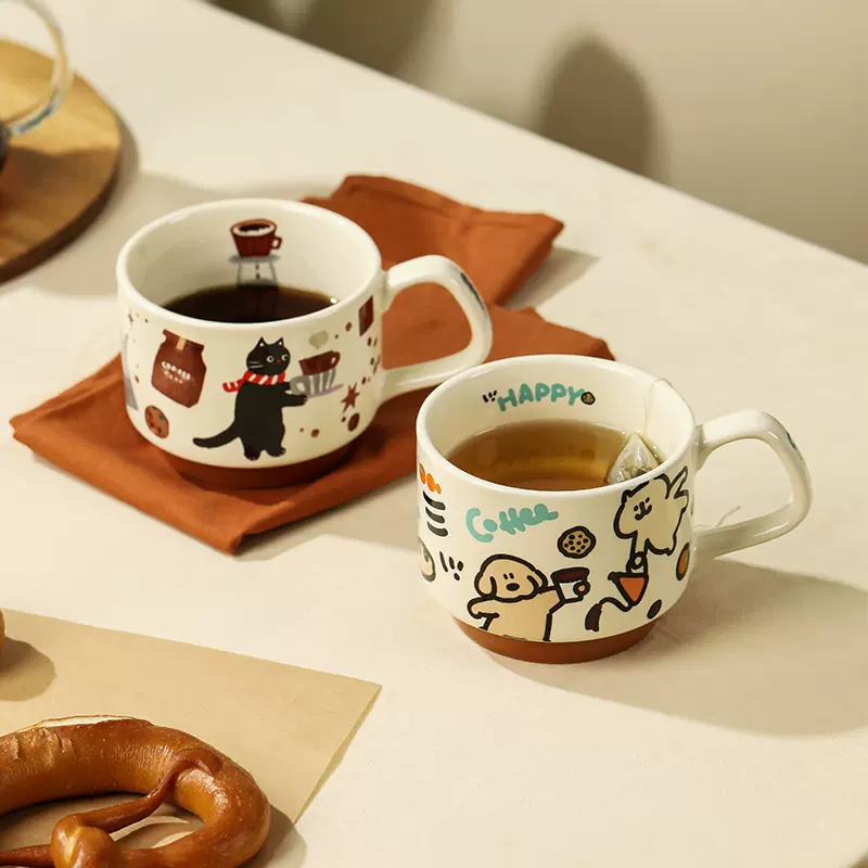 咖啡猫陶瓷叠叠杯办公室马克杯咖啡杯高颜值喝水杯子生日礼物