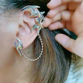 多钳耳夹耳挂银针耳钉一体单只耳环酷比魔方小众耳环
