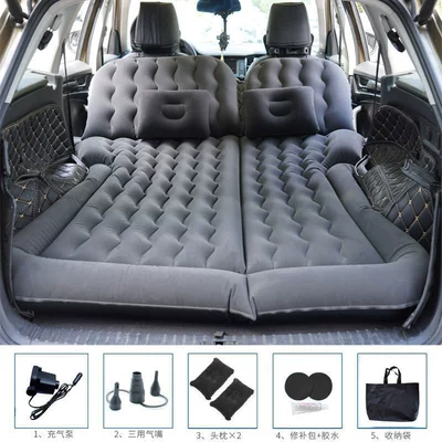 Universal Car Foldable Double Flocked Thickened Mattress Factory Inflatable Bed Travel Mattress Suv Trunk Mattress (Vehicle-mounted inflatable bed) - black-universal-no-pier