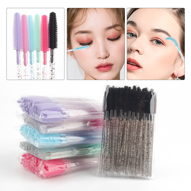Wholesale makeup brush color silicone eyelash brush tower type portable grafting eyelash roll wholesale makeup eyelash comb