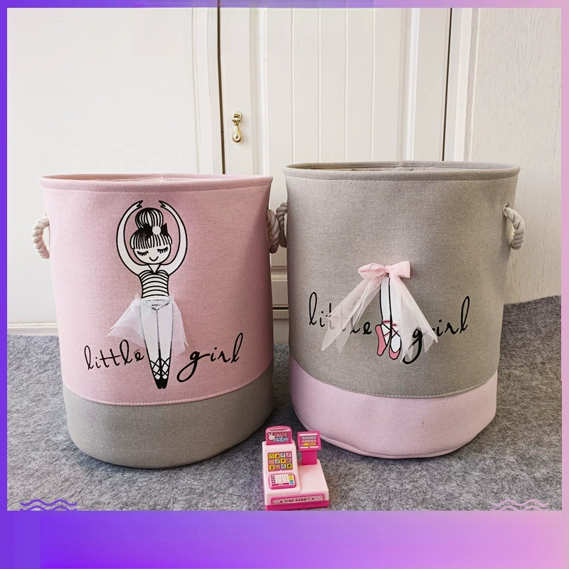 Розовое тканевое детское ведро для хранения, корзина для хранения игрушек, корзина для грязной одежды, мультяшный ящик для хранения ребенка, организация бытового мусора