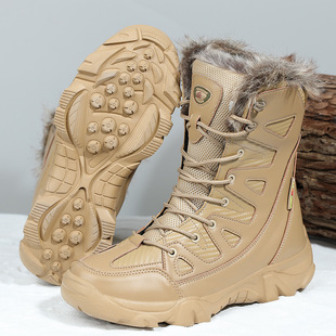 Winter High-top Cotton Men's Shoes fleece-lined Warm Thick-soled Snow Boots Lace-up plus size Cotton Boots Outdoor Boots