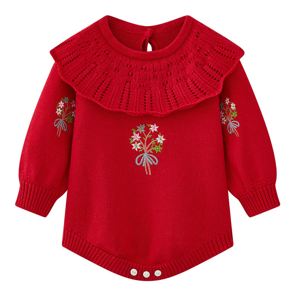 Primavera y otoño set de bolsas de tejido bebés algodón hembra princesa suéter unido vestido de invierno de 100 días