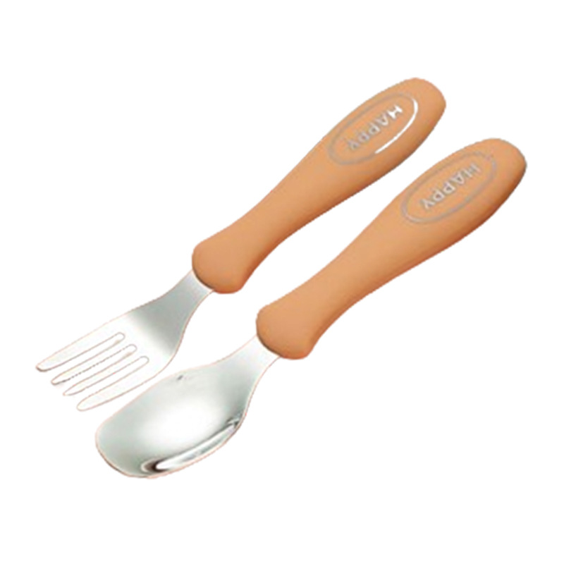 라이트 orange-316L 스틸 "해피" 포크 스푼 세트