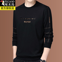 啄木鸟春秋季新款男装圆领卫衣男士长袖t恤棉质秋衣上衣打底小衫