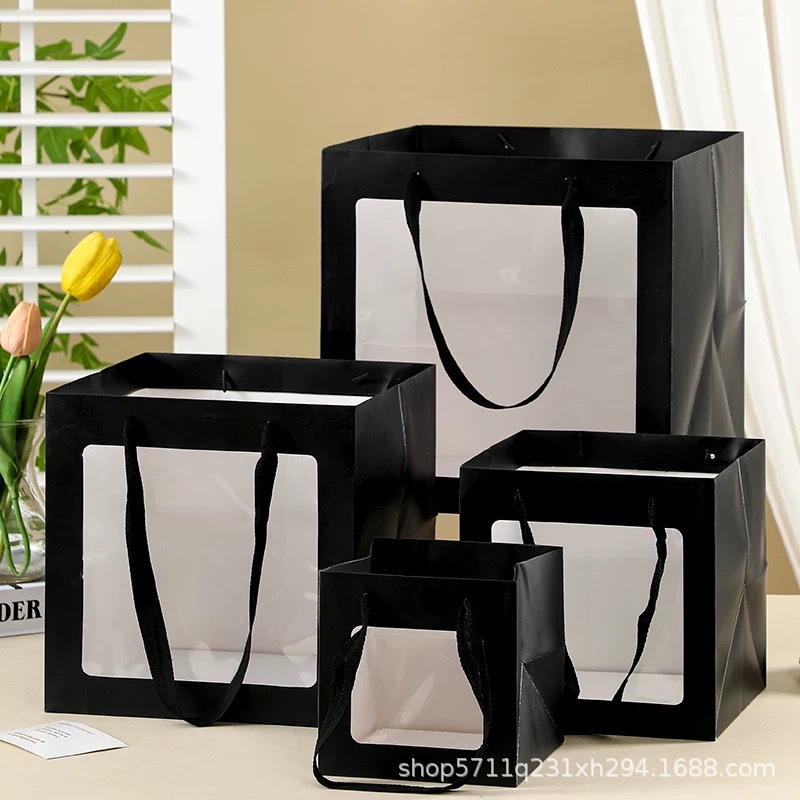 Bolsas de papel kraft espesa bolsa de mano bolsa de papel bolsa de flores al por mayor bolsa de regalo cuadrada