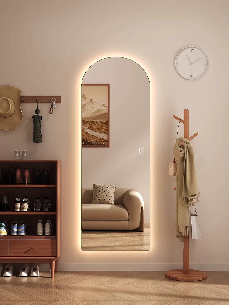 Светодиодное зеркало в полный рост, настенное умное зеркало с подсветкой, настенное зеркало для одевания, настенное домашнее напольное зеркало для спальни, подходящее для спальни