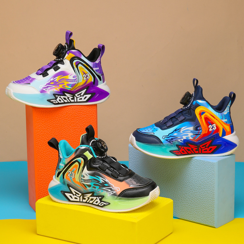 Basketball Shoes For Children Anti-slip Leather Training Trainers_voghion.com