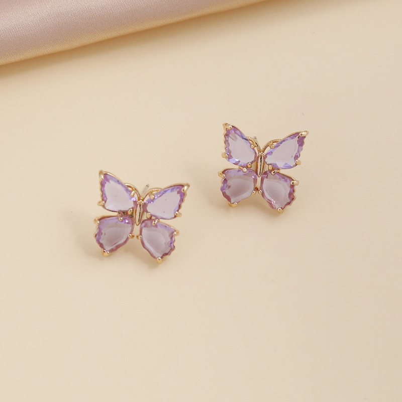 Fashion multicolor zircon butterfly copper necklace earring