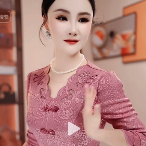 2025新款妈妈洋气长袖连衣裙中年女秋装贵夫人中老年春秋气质裙子|undefined