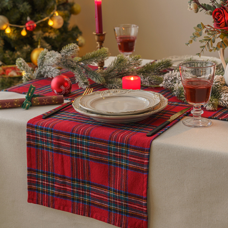 Big Red Plaid Table Flag Placemat Insulation Mat Placemat Christmas Fabric Tablecloth High Temperature Resistant Household Coaster Decoration Big Red Plaid Table Flag Placemat Insulation Mat Placemat Christmas Fabric Tablecloth High Temperature Resistant Household Coaster Decoration