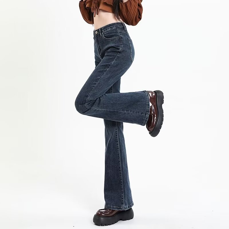 Damen Jeans Schlaghose Mit Hoher Taille Für Eine Schlanke Figur_voghion.com